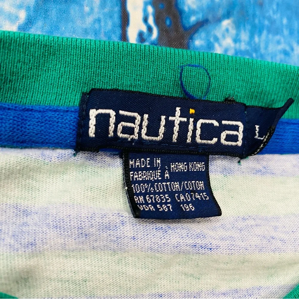 Vintage 90s Nautica striped shirt size Large - Picture 3 of 3